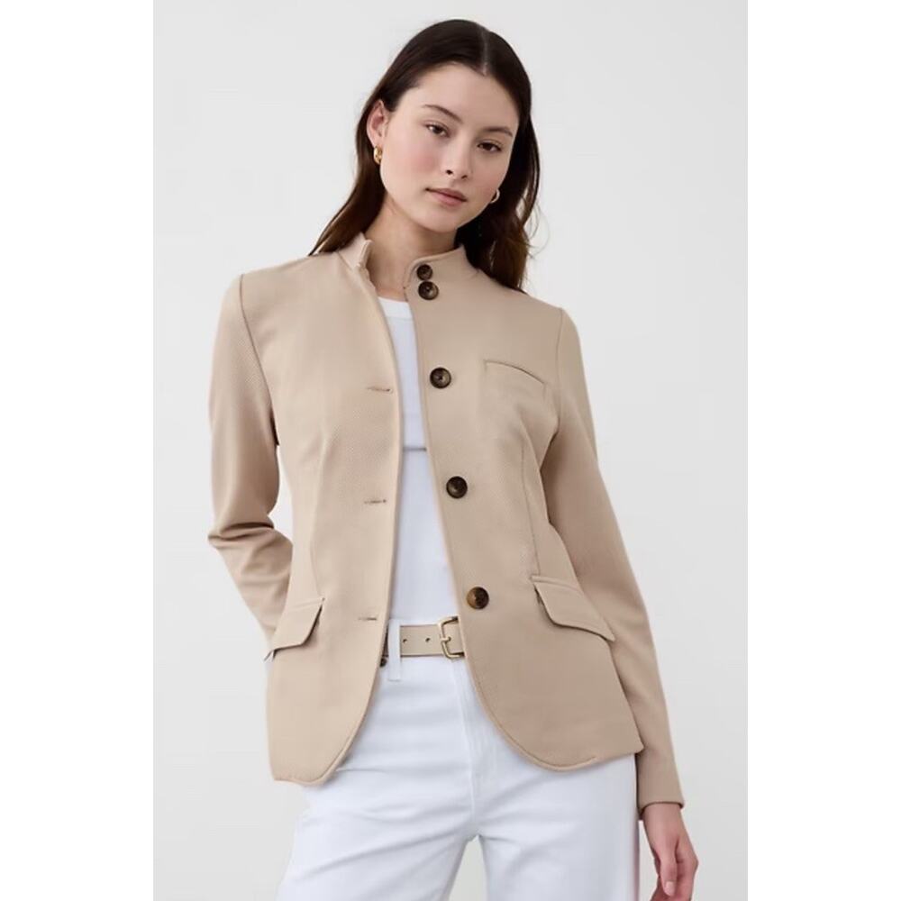 Banana Republic Beige Stand-Collar Blazer